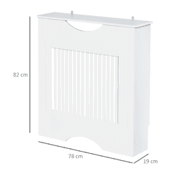 image-HOMCOM Modern Radiator Cover Heater Cabinet Slatted Worktop Painted MDF White