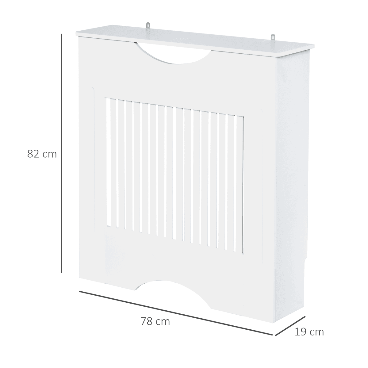 image-HOMCOM Modern Radiator Cover Heater Cabinet Slatted Worktop Painted MDF White