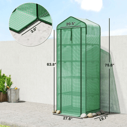 image-Mini Greenhouse with 5-Tier Plant Shelf - Green 76"H