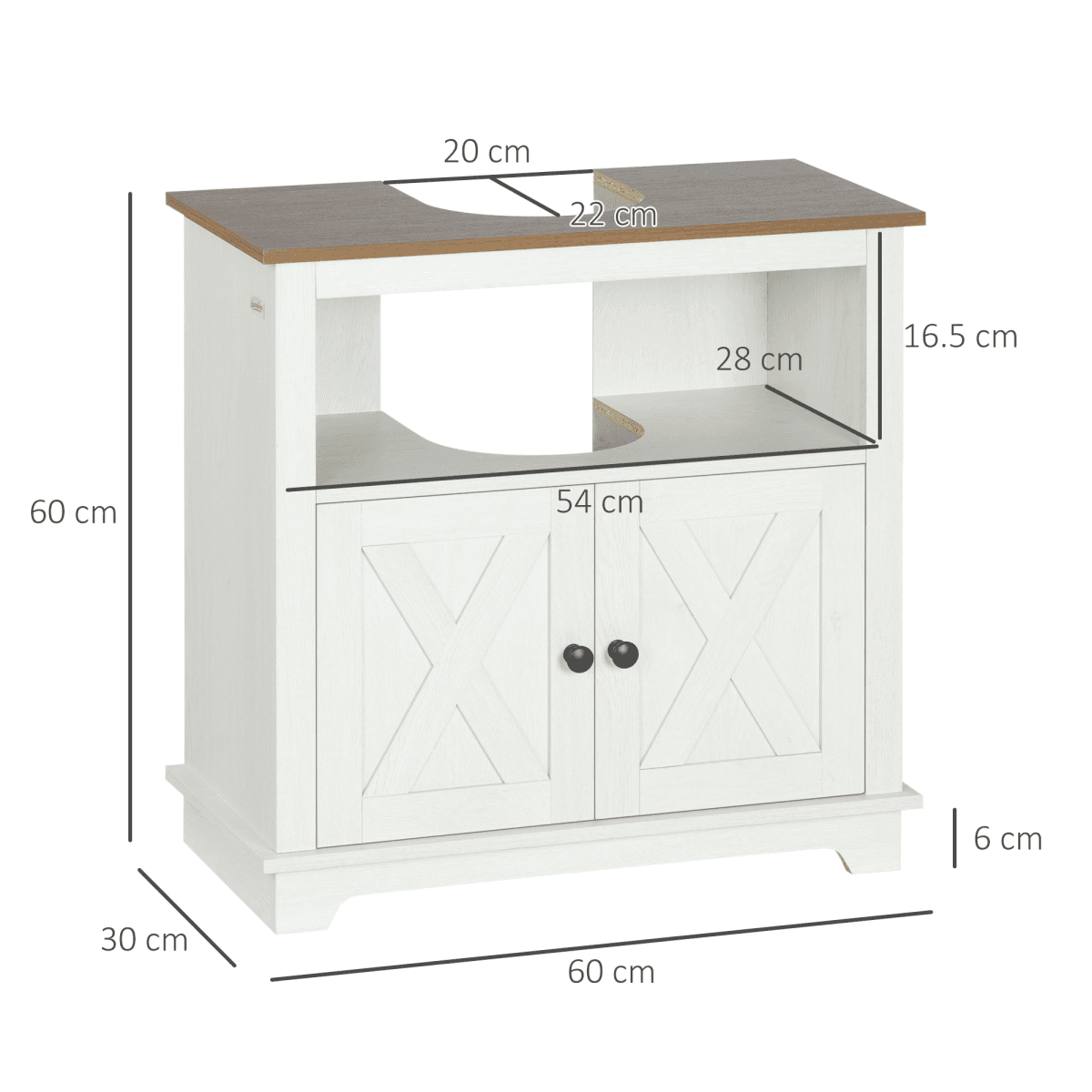 image-Bathroom Sink Cabinet, Freestanding Under Sink Cabinet, White