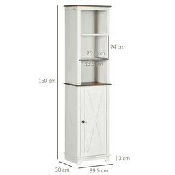image-Tall Bathroom Cabinet Storage Cupboard with Door, Adjustable Shelves
