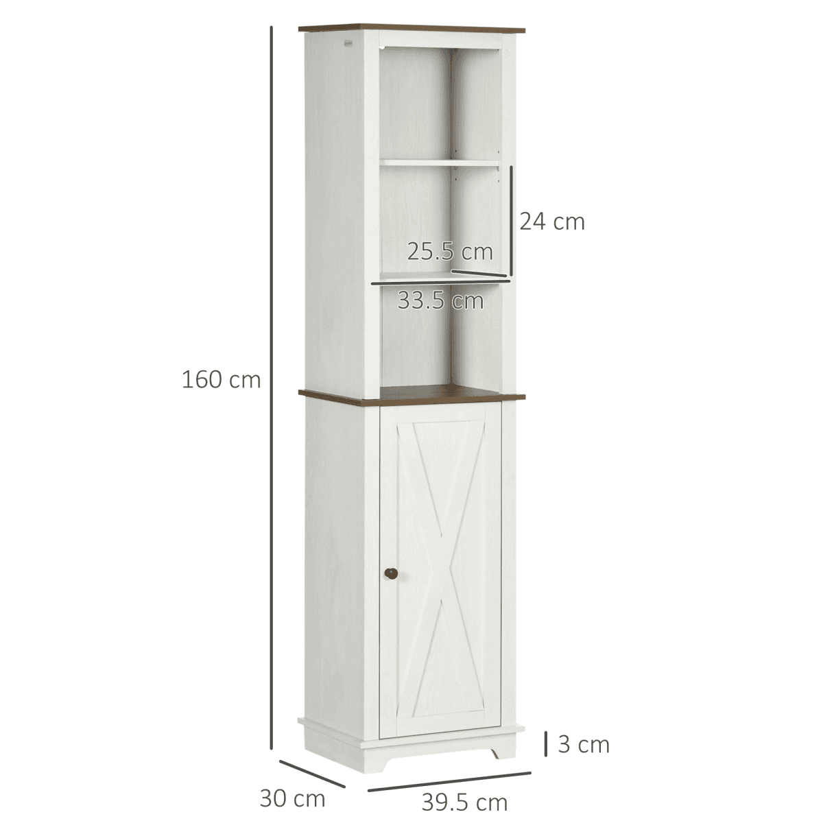 image-Tall Bathroom Cabinet Storage Cupboard with Door, Adjustable Shelves