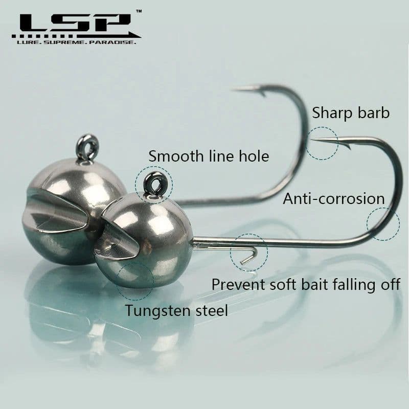 image-LSP Tungsten jig head Fishing Hook 1g 1.5g 2g 2.5g 3g 3.5g 5.3g 7g 10g 14g Barbed Fishhook Fishing Tackle Accessories Kit Pesca
