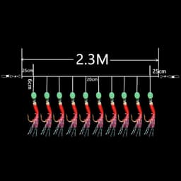 image-JYJ 1pack rubber rig sabiki string hook,10arms fishing hook lure bait for freshwater Sardine Mackerel Pesca