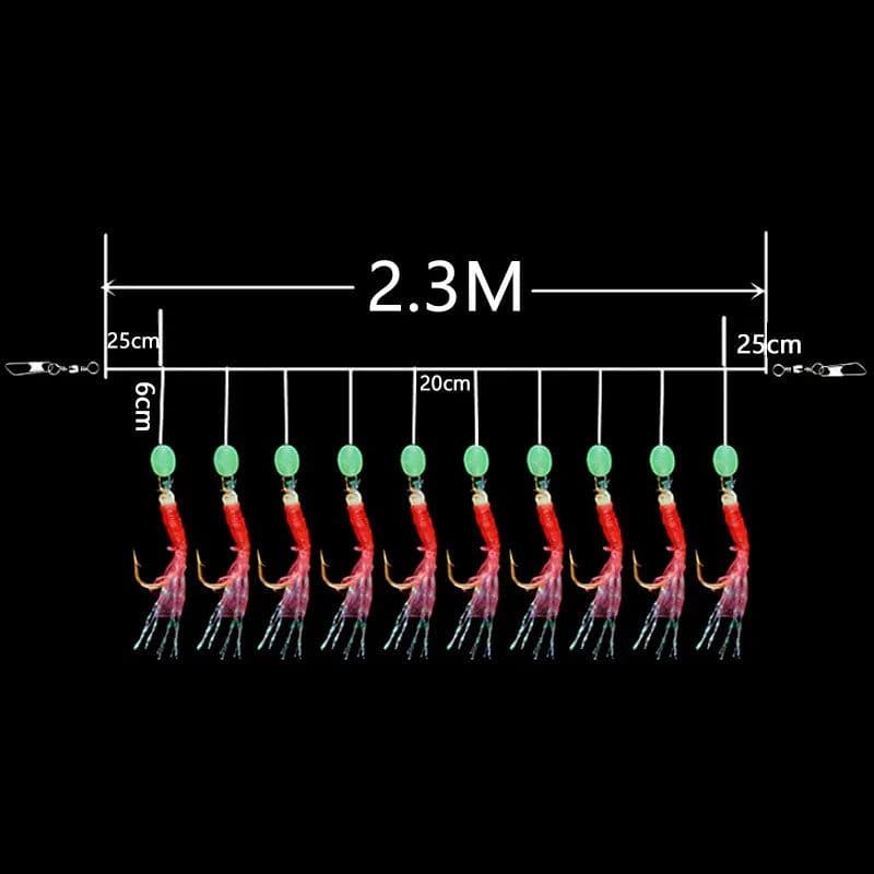 image-JYJ 1pack rubber rig sabiki string hook,10arms fishing hook lure bait for freshwater Sardine Mackerel Pesca