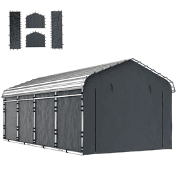 image-Carport Replacement Sidewall Panel - Dark Gray, PE Fabric, 4 Panels