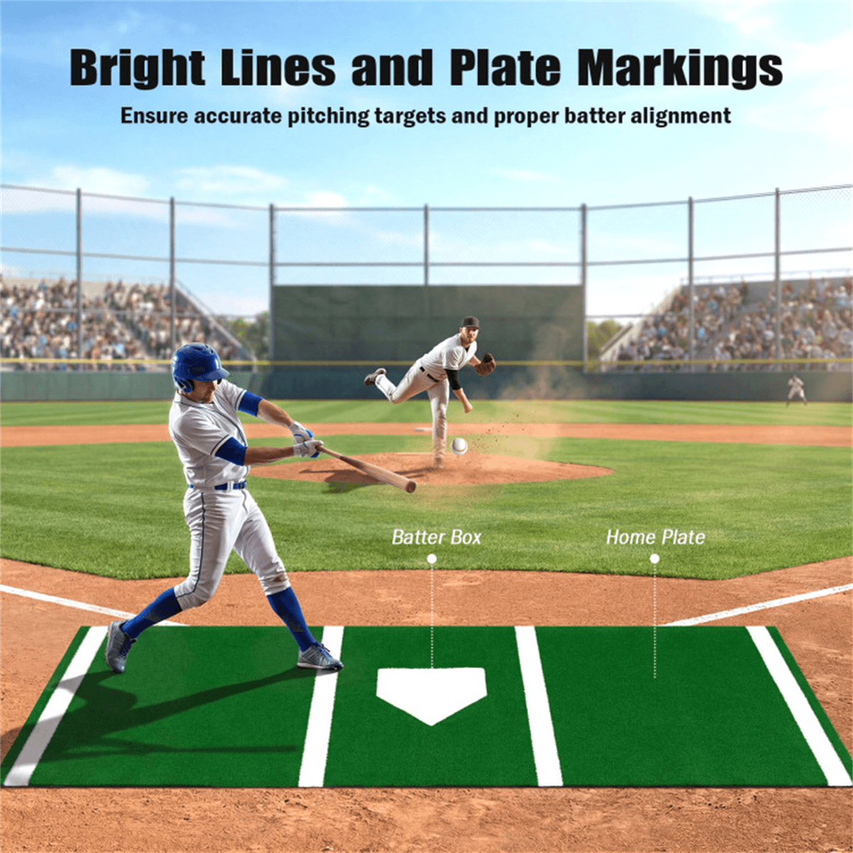 image-Softball Pitching Mat - 10ft x 3ft Green Artificial Turf Training Aid