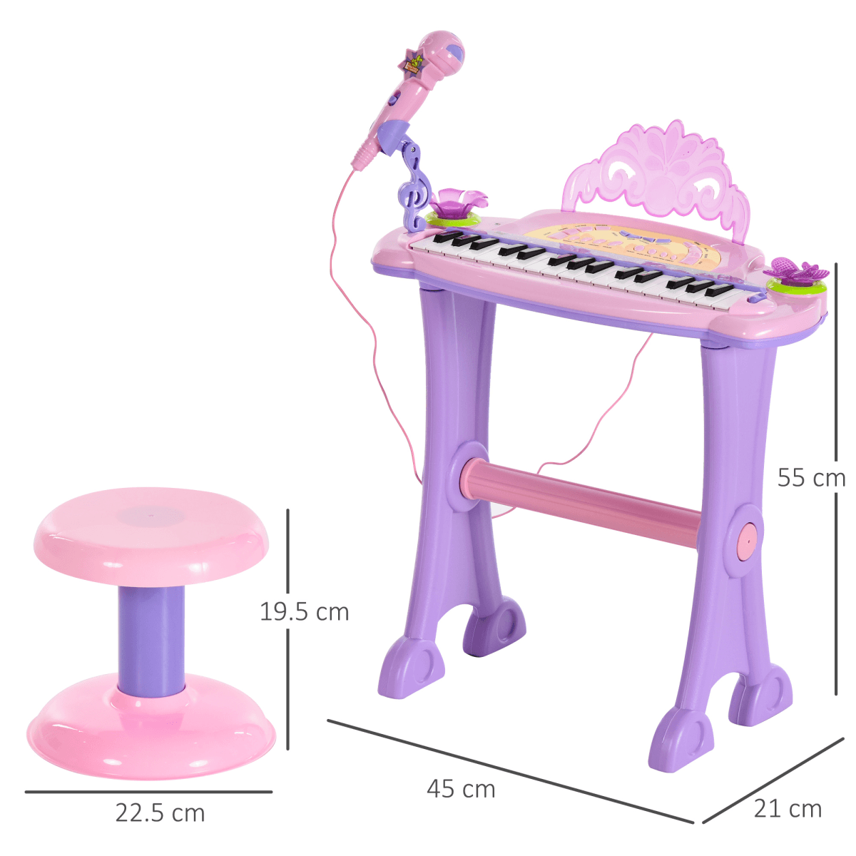 image-Mini Battery Organ Piano Microphone Stool 32 Key Keyboard Kids Toy