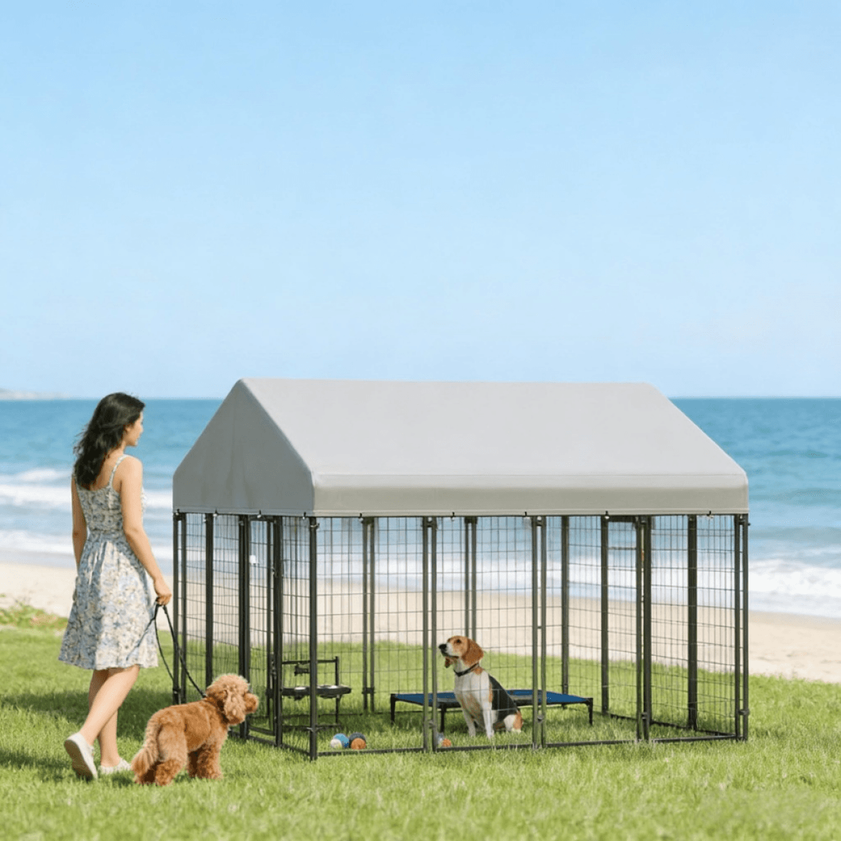 image-Dog Kennel Outdoor 8x8 Steel Large