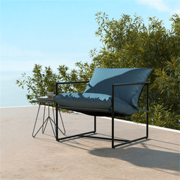 image-2 Pack Outdoor Leisure Chairs Metal Frame 330 LBS Navy