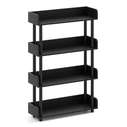 image-4-Tier Black Bookshelf with Anti-Tipping Legs for Home Office Storage (50 characters)