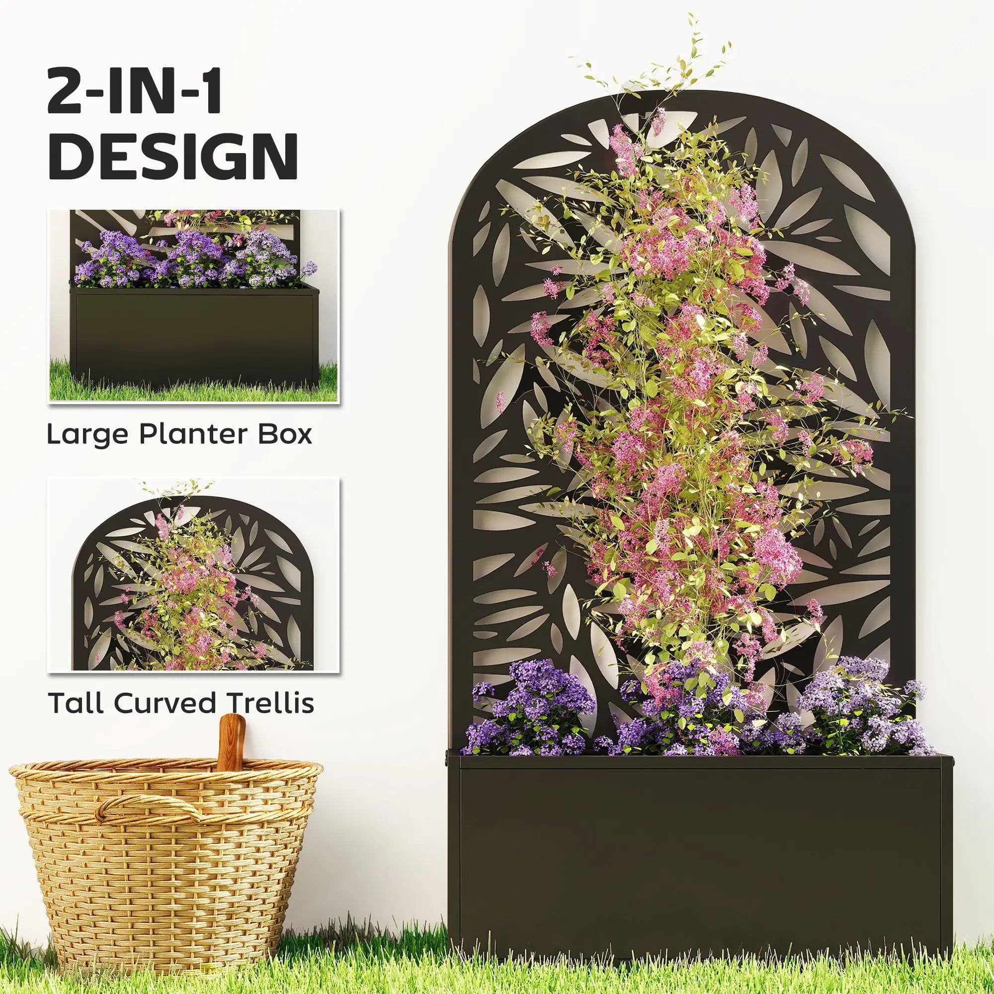 image-Plant Stand/Flower Stand - Black Metal 24"L x 9.1"W x 44.5"H