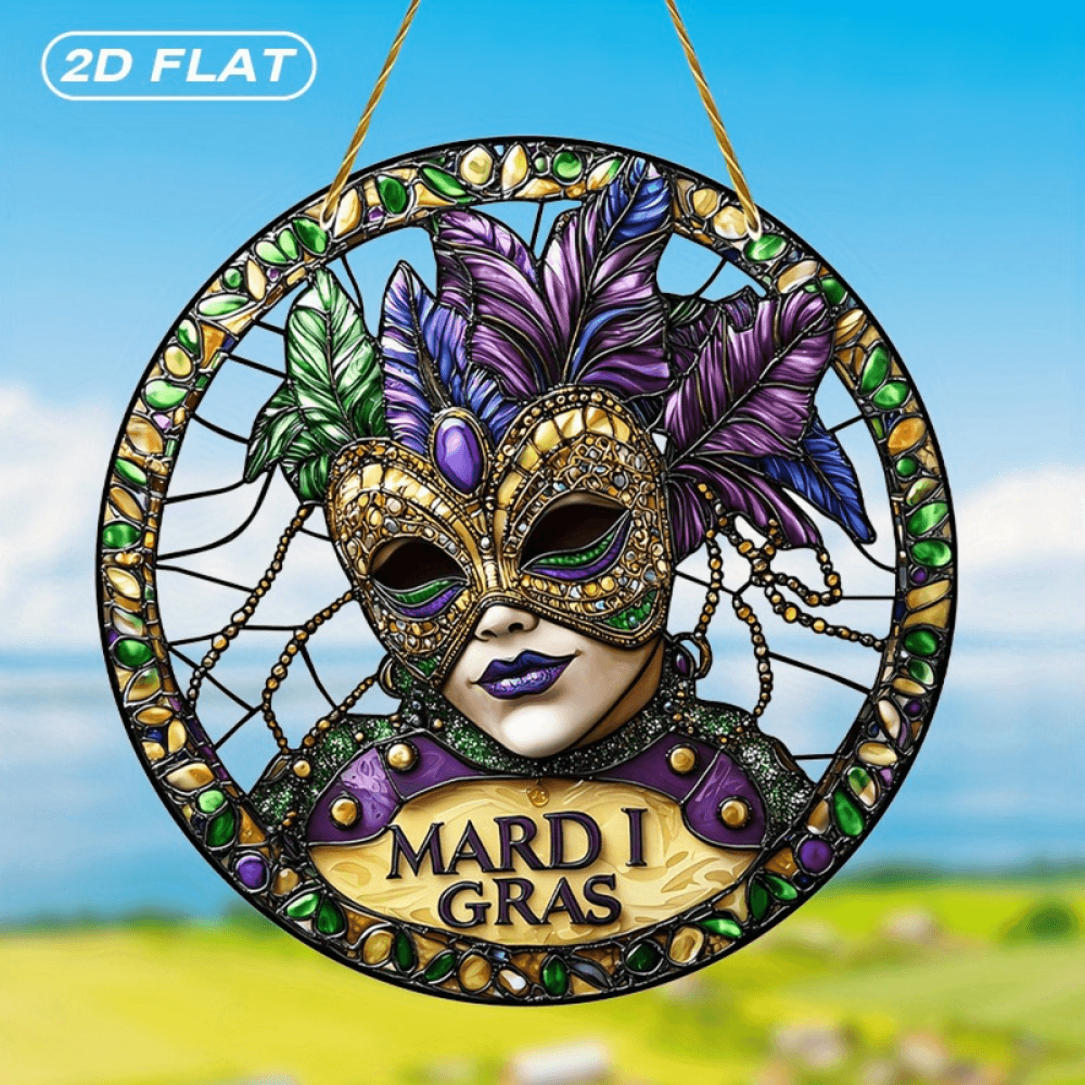 image-Colorful Suncatcher Acrylic Mask 20cm - Garden Decor Gift