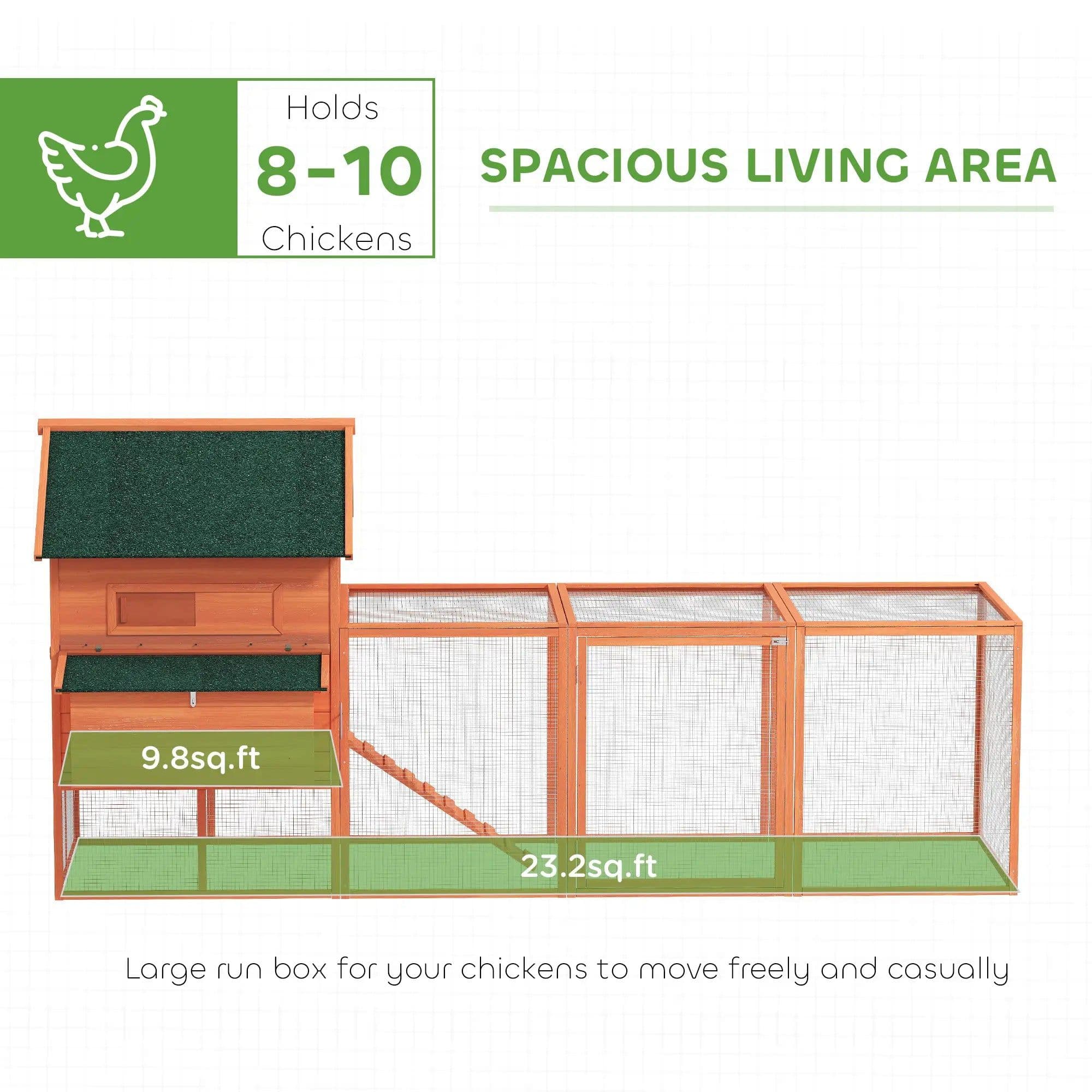image-PawHut Chicken Coop - Gray, 136.5" L x 63" W x 59" H