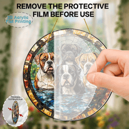 image-Acrylic Boxer Wall Art Stained Glass Style Pet Decor 20cm x 20cm