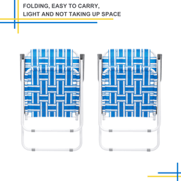 image-2pcs Steel Tube PP Webbing Beach Chair Blue & White 120kg Foldable