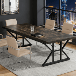 image-Conference Table - Rectangular, 6-Seat, Durable Wood, 70.86”L x 31.49”W x 29.52”H