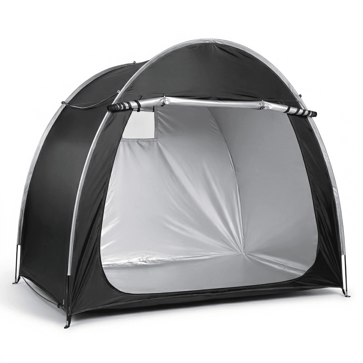 image-Arc Bicycle Storage Shed - 6.8x4.9FT Black, 210D Oxford, Fiberglass, Double Doors