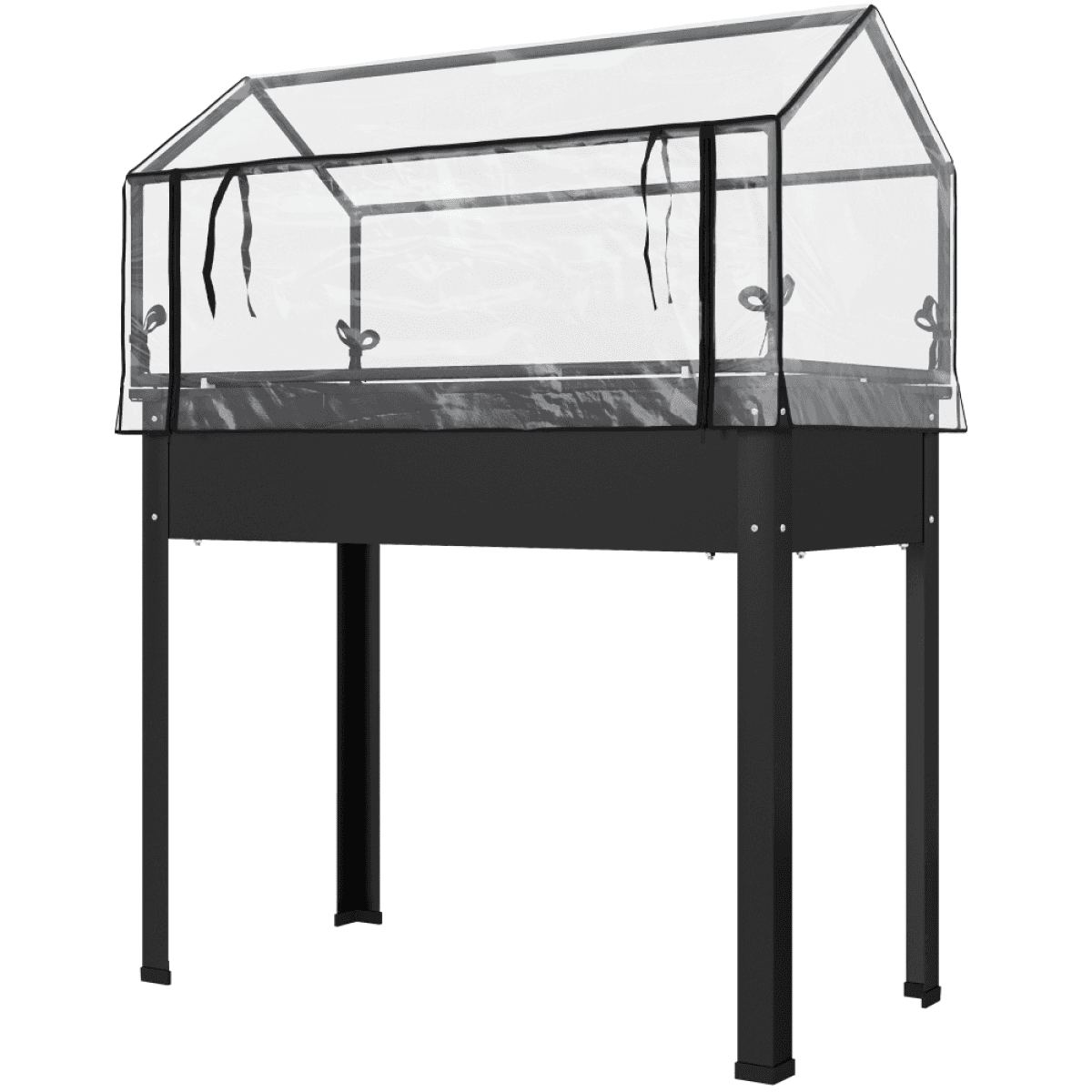 image-Garden Bed - Black Metal Raised Planter 39.4"W x 18.9"D x 48.8"H