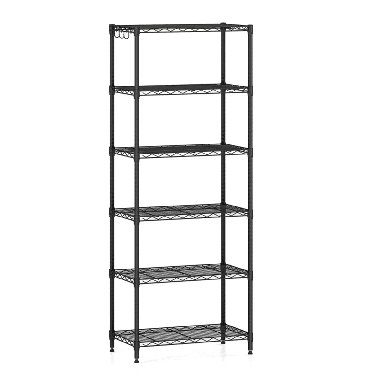 image-6-Tier Metal Wire Shelving, 900LBS Black Storage Rack with Adjustable Shelves
