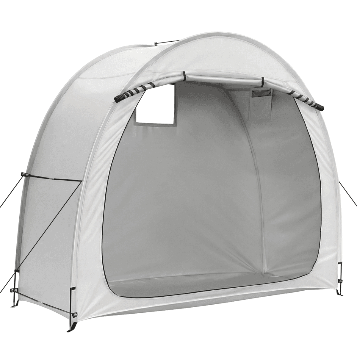 image-Arc Bicycle Storage Shed - 6.8x2.6FT Light Gray, 210D Oxford Fabric, Fiberglass Frame