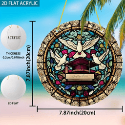 image-Colorful Peace Dove Acrylic Sun Catcher - 20cm Window Decor Gift
