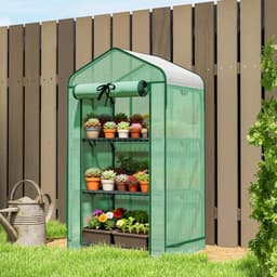image-Garden Bed Mini Greenhouse - Green/Dark Green, 27.6"W x 50"H