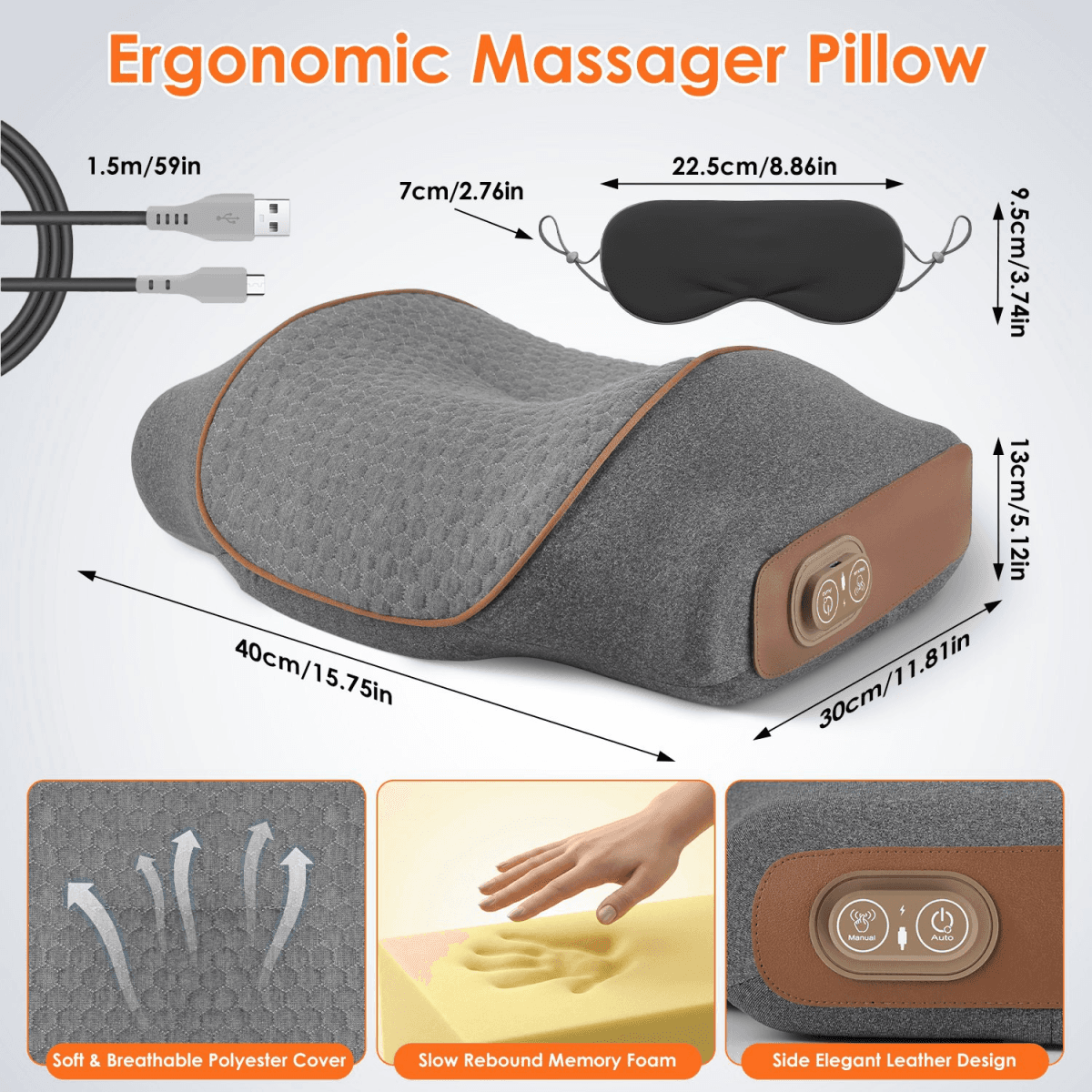 image-3-in-1 Neck Massager Pillow - Memory Foam Heat Therapy