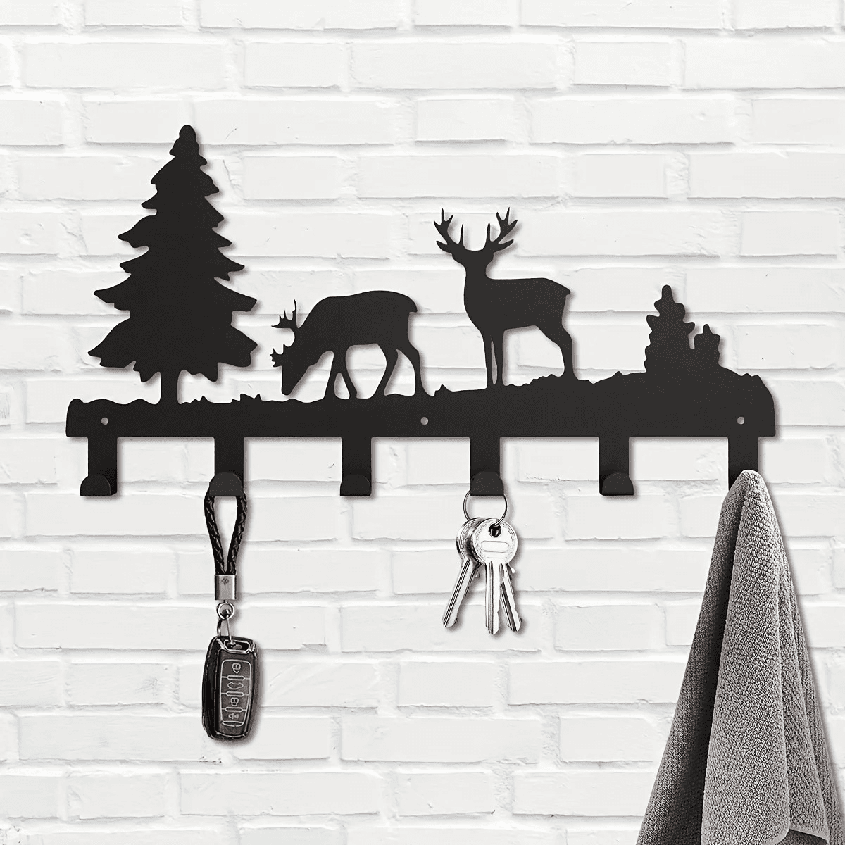 image-Matte Black Wall Hooks Heavy Duty Adhesive Mount - 6 Pack