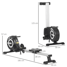 image-Fitness Adjustable Magnetic Rowing Machine Rower w/ LCD Digital Monitor HOMCOM