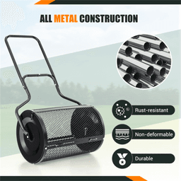 image-24-Inch Rustproof Compost Spreader, 2.7 Cu.ft Metal Mesh for Peat Moss/Topsoil
