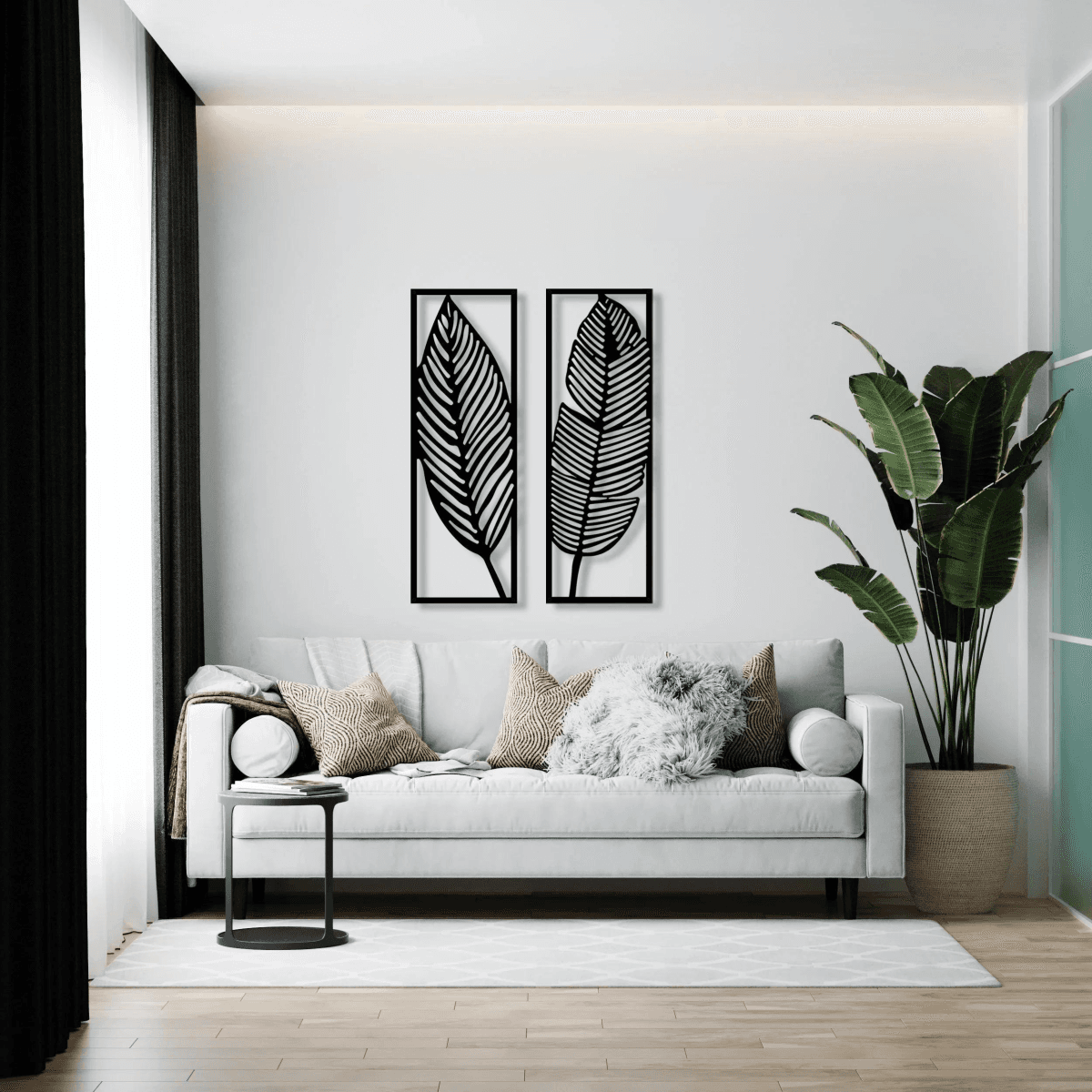 image-CIFbuy Vintage Botanical Iron Wall Art Set Tropical Leaves