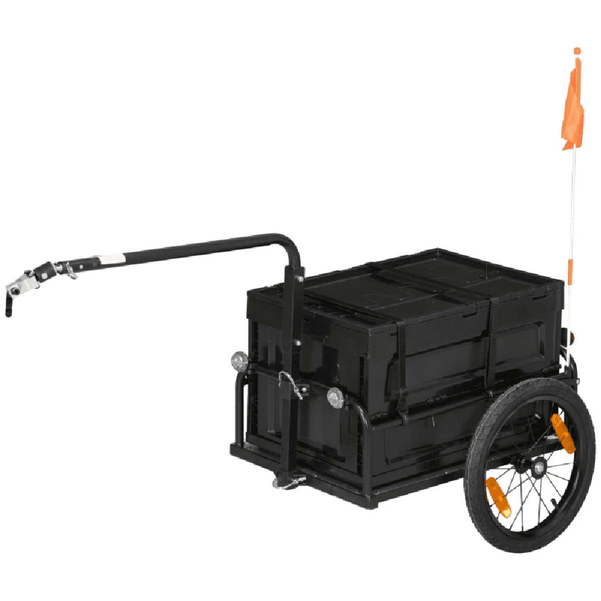 image-Bicycle Cart - Black, 17.25 Gallon Cargo, Reflective, Foldable