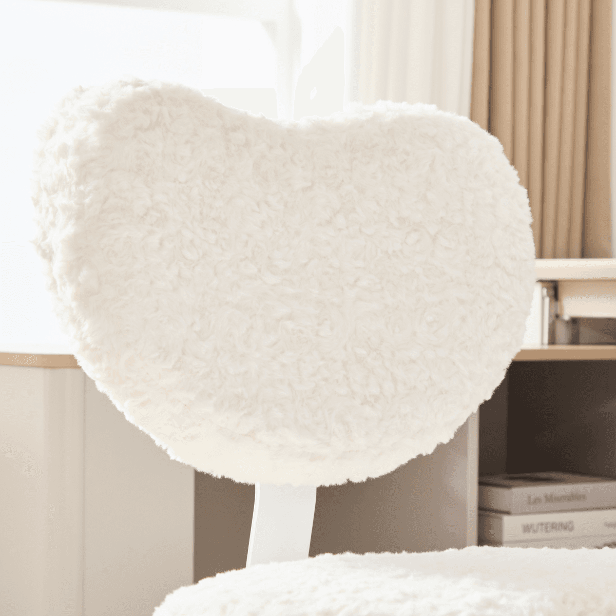 image-Artificial rabbit hair Meditation Chair Plus, Cross Legged Chair with Wheels, ADHD Chair, Criss Cross Desk Chair with Lumbar Support and Adjustable Stool, Flexible Design for Fidgety Sitters, Beige