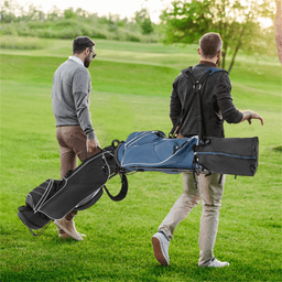 image-Lightweight Blue Golf Stand Bag, 3-Way Dividers, Polyester, 4 Zipper Pockets