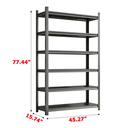 image-Garage Storage Rack 6-Tier Metal Shelves Black
