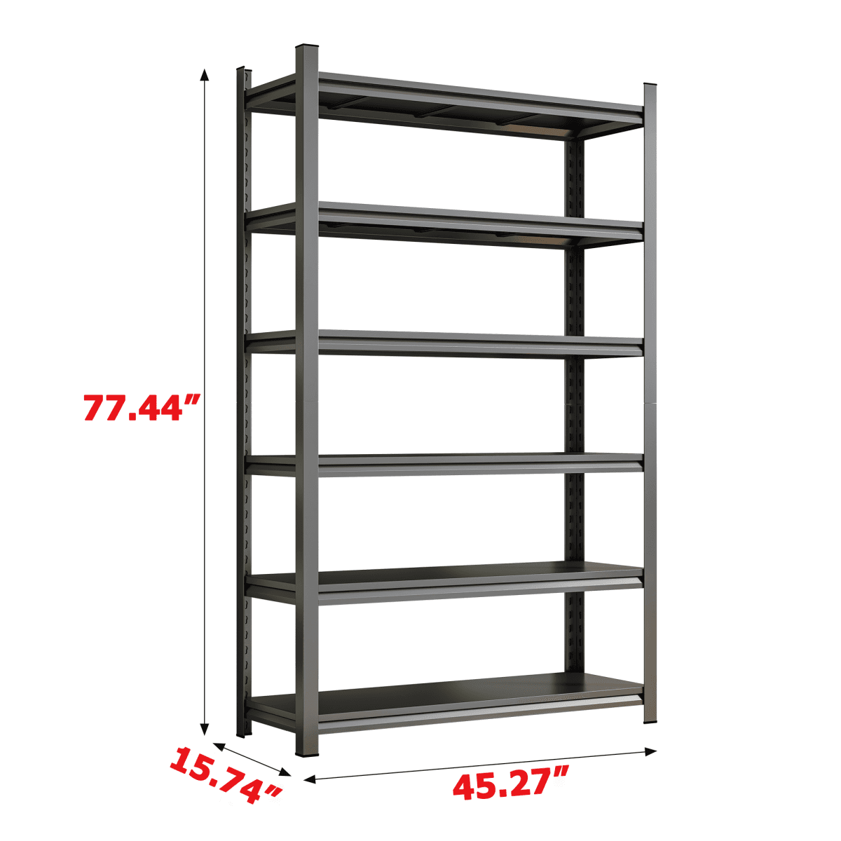 image-Garage Storage Rack 6-Tier Metal Shelves Black