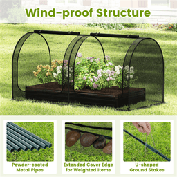 image-Green 98"x48"x48" Plant Protection Cage with Mesh, 2 Doors, Nylon