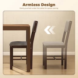 image-4-Piece Dining Chairs - Set, Gray/Walnut, Linen, Rubberwood, 4 Chairs