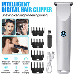 image-Men's Pro Electric Hair Clippers Trimmer Shaver - White 500mAh Battery 4 Combs