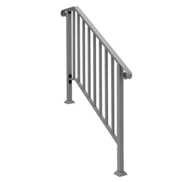 image-Silver Outdoor 3-Step Iron Handrail