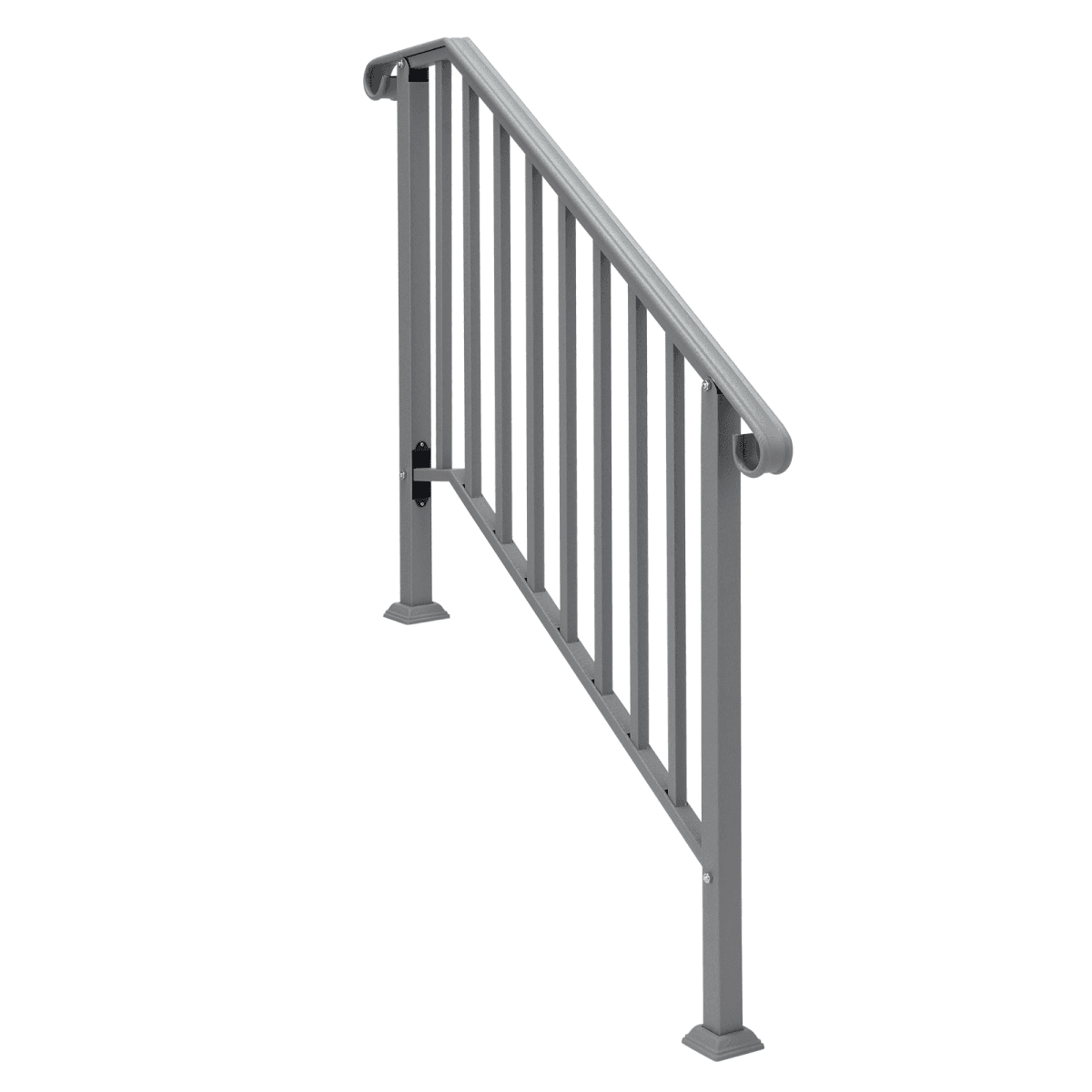 image-Silver Outdoor 3-Step Iron Handrail
