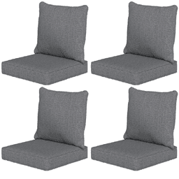 image-Seat Cushions Set - 4x Seat, 4x Back - Gray Foam - Durable, Spot Cleanable