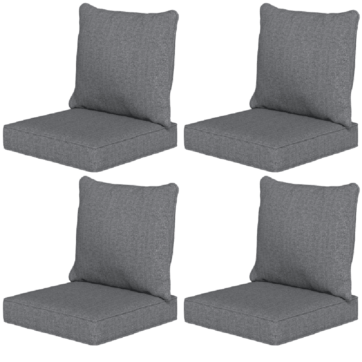 image-Seat Cushions Set - 4x Seat, 4x Back - Gray Foam - Durable, Spot Cleanable