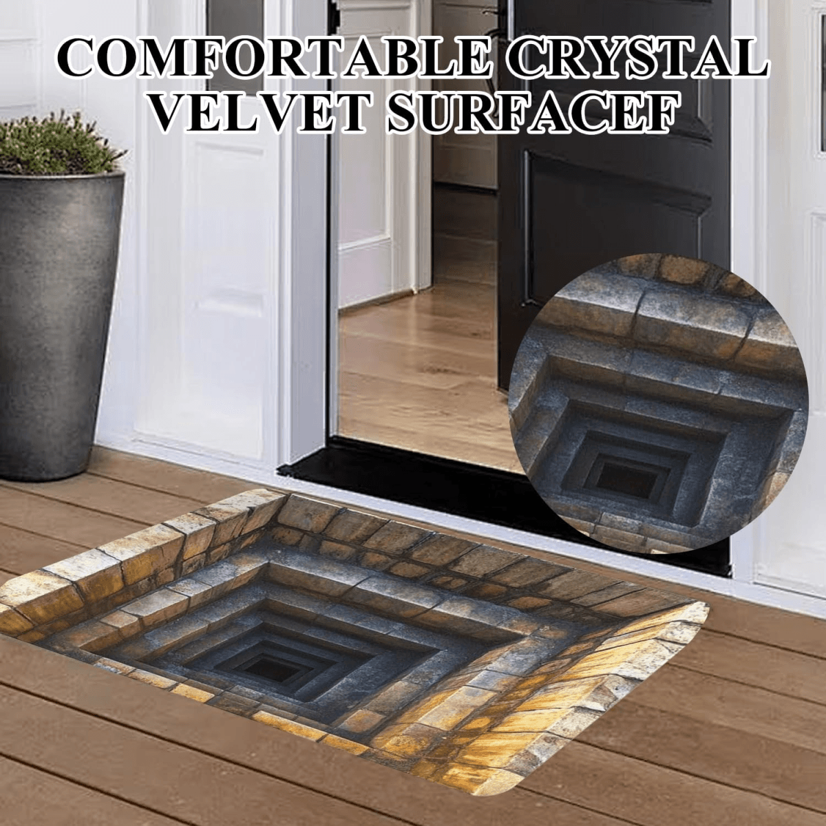 image-3D Optical Illusion Doormat - Ground Crack Design Anti-Slip Rug
