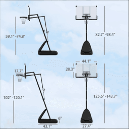 image-Basketball Hoop - Adjustable Height 8.5-10ft with Wheels