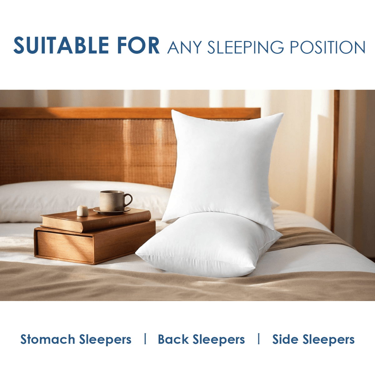 image-20-inch Designer Pillow Inserts Set - 2pcs - White 250GSM Polyester - Sofa, Bed
