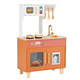 image-Orange Kids Play Kitchen - White 36.5" Anti-Tip