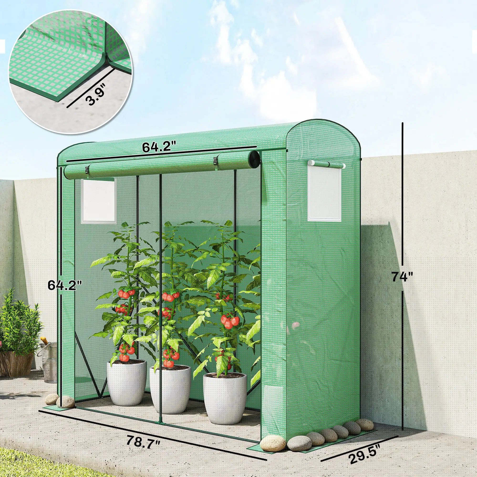 image-Garden Bed with Mini Greenhouse - Green 79"W