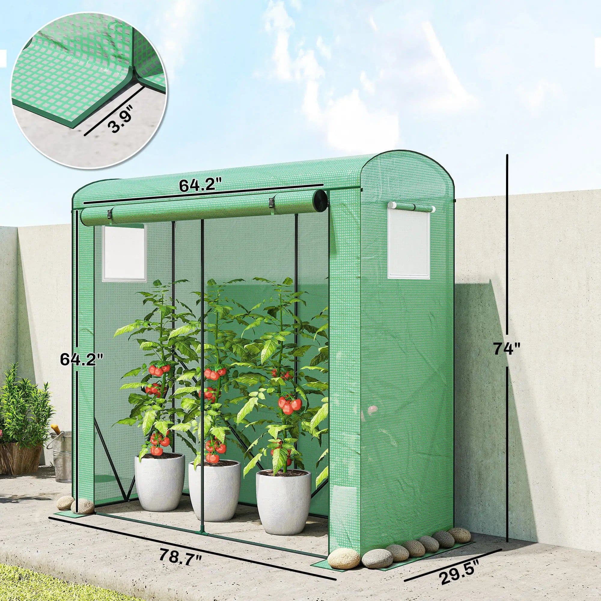 image-Garden Bed with Mini Greenhouse - Green 79"W